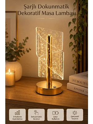 Orvessa Altın Spiral Efektli LED Masa Lambası ile Şık Ortamlar Masa ve Gece Lambası