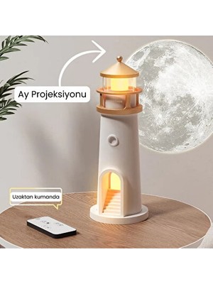 Vaelmont Bluetooth Hoparlörlü Ay Işığı Deniz Feneri Projektör ile Huzur Verici Atmos