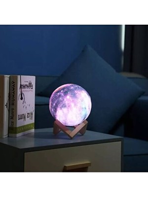 Vaelmont 3D Renk Değiştiren Galaxy Ay Masa Lambası, LED Dolunay Işığı Masa ve Gece Lambası