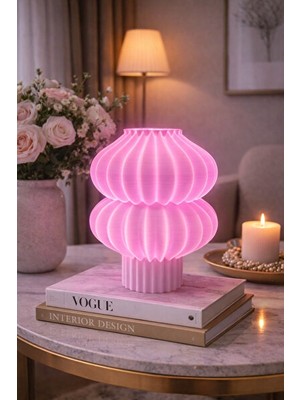 Solvéra Modern Mor ve Pembe Dekoratif Abajur - Çok Renkli Işık Seçeneği ile Masa ve