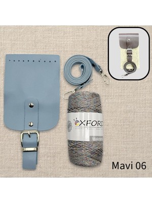 Oxford İplik Simli Telefon Çantası Seti 06 Mavi