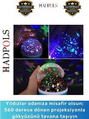 Solvéra 8 Modlu Renkli Pilli Projeksiyon Gece Lambası, Çocuklar Için Eğlenceli Atmo