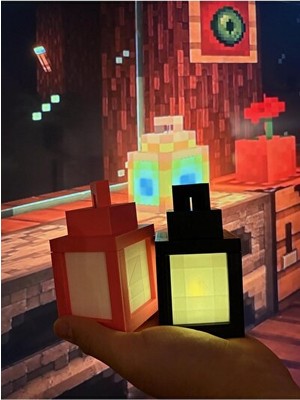 Vaelmont Minecraft Temalı Pilli LED Masa Lambası, Oyun ve Çocuk Odası Dekoru Masa ve Gece Lambası