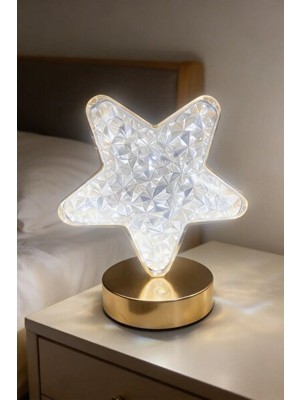 Solvéra Kristal Yıldız Model LED Masa Lambası - Dokunmatik ve Renkli Işık Masa ve Gece Lambası