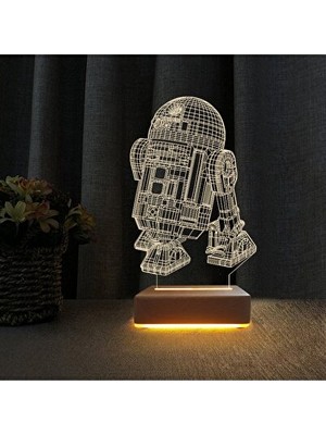 Solvéra 3D Wars R2 Robotu LED Gece Lambası Çocuk Odası Dekorasyonu Masa ve Gece Lambası