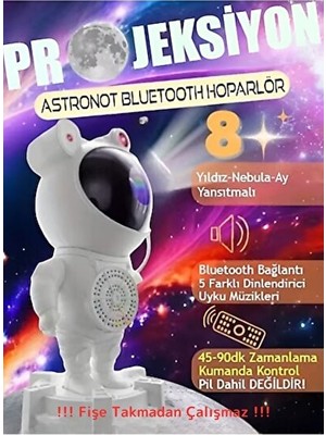Solvéra Bluetooth Hoparlörlü Astronot Robot Gece Lambası - Gökyüzü ve Müzik Keyfi