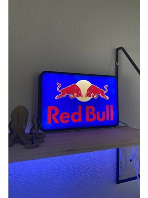 Solvéra Dinamik LED Aydınlatmalı Red Bull Temalı Dekoratif Masa Lambası Masa ve Gece Lambası
