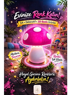 Orvessa Çocuk Odası Için Mantar Tasarımlı Gece Lambası - Yumuşak ve Güvenli Aydınla