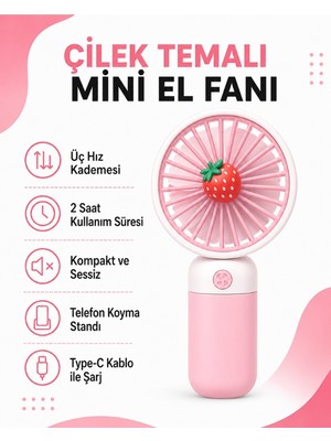 Golden Tech Meyve Tasarımlı 3 Kademeli Sessiz Mini El Masa Fanı - Vantilatör Turbo Üflemeli Kademeli Taşınabilir El Masa Fanı