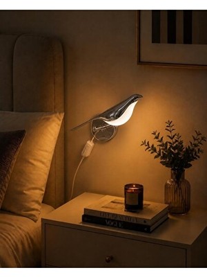 Solvéra Kuş Figürlü LED Masa ve Aplik Işığı - Modern Krom Tasarım Masa ve Gece Lambası
