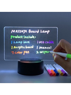 Orvessa Renkli LED Mesaj Not Panosu ve Gece Lambası, Yaratıcı Hediye Seçeneği Masa ve Gece Lambası