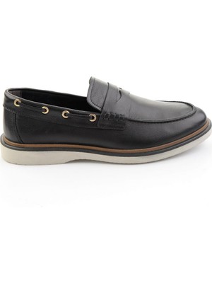Bambi Siyah Hakiki Deri Erkek Loafer Ayakkabı E01698626003