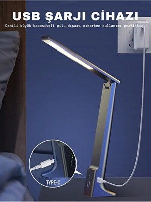 Solvéra Şarjlı ve Kısılabilir Renkli LED Masa Lambası, Okuma Için Uygun Masa ve Gece Lambası