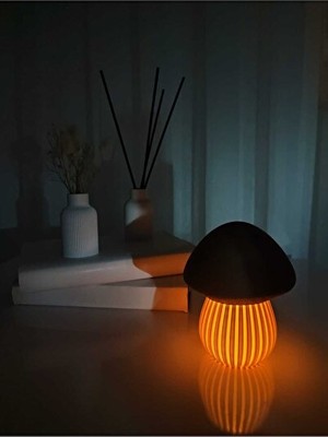 Orvessa Mantar Desenli Pilli Mum Lambası ile Dekoratif Atmosfer Masa ve Gece Lambası