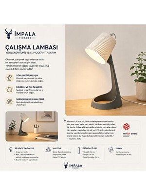 Vaelmont Svallet Dekoratif Çalışma Lambası ile Çalışma Ortamınızı Aydınlatın Masa ve Gece Lambası