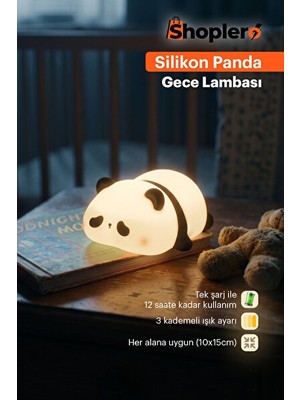 Maison Luré Sevimli Silikon Panda Gece Lambası ile Yumuşak Atmosfer Masa ve Gece Lambası