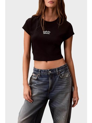 Calvin Klein Pamuklu Regular Fit Logolu Bisiklet Yaka T Shirt LV047G828GUB1 Bayan T Shirt LV047G828G Ub1