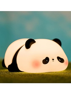 Solvéra Sevimli Panda Dokunmatik Gece Lambası - Yumuşak Silikon Tasarım Masa ve Gece Lambası