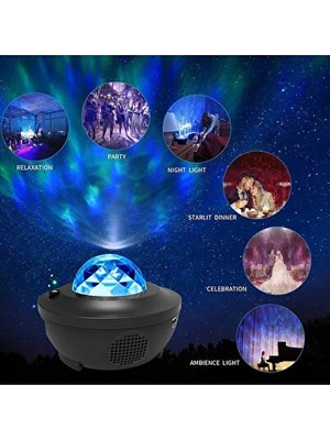 Normadia Vaelmont Galaksi ve Yıldız Yansıtan Projektör Gece Lambası, Bluetooth Hoparlör Masa ve Gece Lambası