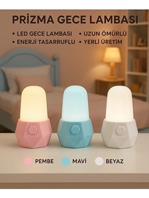 Solvéra Prizma Tasarımlı LED Gece Lambası, Modern ve Şık Dekoratif Aydınlatma Masa ve Gece Lambası