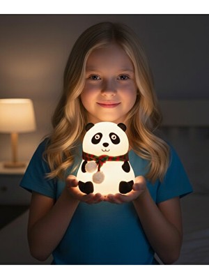 Solvéra Sevimli Panda Figürlü Silikon LED Gece Lambası, Bebek & Çocuk Masa ve Gece Lambası