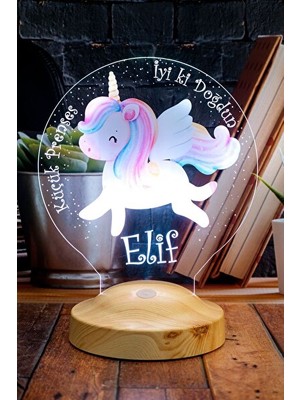 Vaelmont Renkli Unicorn Tek Boynuzlu Kız Çocuk Odası LED Lambası Masa ve Gece Lambası