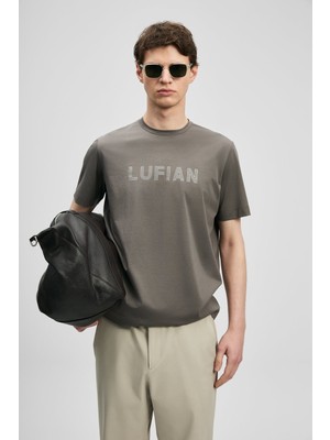 Lufian Oscar Modern Grafik Erkek T-Shirt 111020280 Kısa Kol Kahverengi Günlük Stil Pamuk Malzemeden Üretilmiştir
