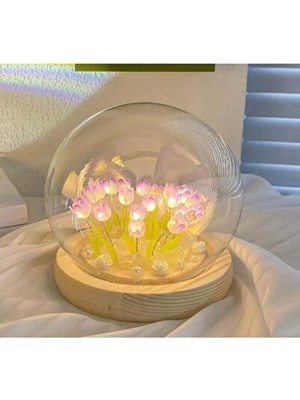 Solvéra Renkli ve LED Işıklı Lale Bahçesi Tasarımlı Gece Lambası Masa ve Gece Lambası