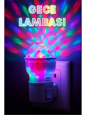 Vaelmont Renkli Hareketli LED Gece Lambası - Dome Tasarımı ve Prizli Kullanım Masa ve Gece Lambası