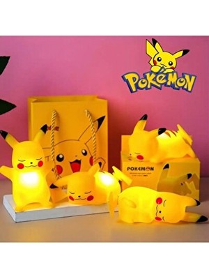 Solvéra Renkli LED Pokémon Pikachu Çocuk Odası Gece Lambası Masa ve Gece Lambası