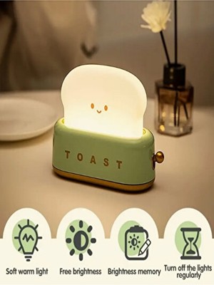 Solvéra Mini Tost Makinesi Tasarımlı Yeşil Gece Lambası, Eğlenceli ve Pratik Dekora