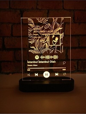 Solvéra Istanbul Temalı Spotify Aydınlatmalı Lamba, Şık ve Modern Tasarım Masa ve Gece Lambası