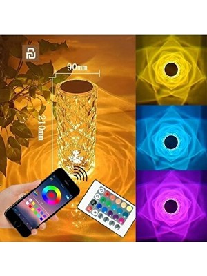 Solvéra Rgb Renkli Kristal Masa Lambası - Kumandalı ve Dokunmatik Konol Masa ve Gece Lambası
