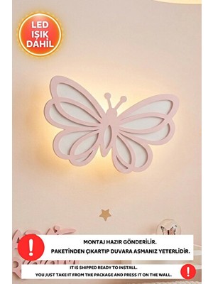 Orvessa Kelebek Desenli LED Çift Katlı Gece Lambası, Bebek ve Çocuk Odası Dekorasyo