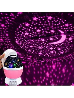 Solvéra Tavan Yansıtıcı Ay Yıldızlı Pilli LED Gece Lambası - Gökyüzü Manzarasıyla R