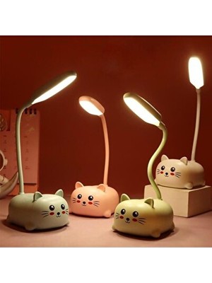 Solvéra Sevimli Kedi USB LED Masa Lambası - Taşınabilir ve Enerji Tasarruflu Masa ve Gece Lambası