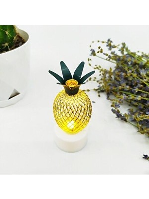 Solvéra Altın Ananas Dekoratif LED Lamba, Şık ve Renkli Tasarım Masa ve Gece Lambası