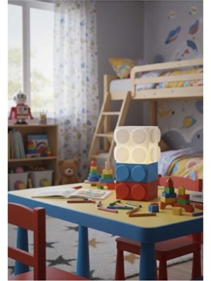 Orvessa Renkli LEGO Blok Tasarımlı Dekoratif Gece Lambası, Çocuk Odası Için Şık Seç