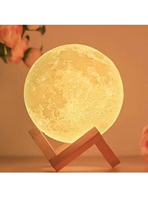 Solvéra Sıcak Ay Işığı ve Dekoratif Dolunay Gece Lambası + Stand Masa ve Gece Lambası