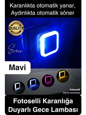 Solvéra Fotoselli Otomatik Yanıp Sönen Gece Lambası | Koridor ve Antre Için Masa ve Gece Lambası