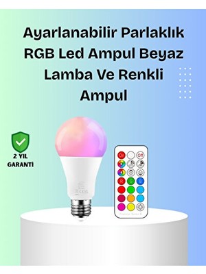 Orvessa Zamanlayıcı Özelliği ve Rgbw Teknolojili Akıllı LED Ampul Masa ve Gece Lambası
