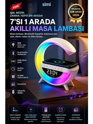 Vaelmont Çok Fonksiyonlu Kablosuz Şarjlı Masa Lambası - Bluetooth Hoparlör ve Radyo