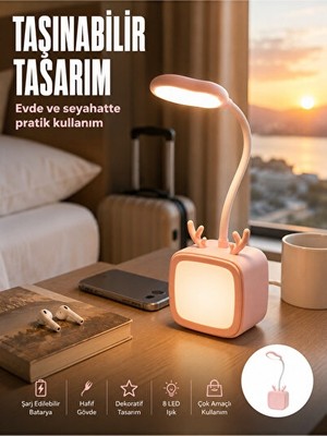 Orvessa Modern Şarj Edilebilir LED Gece Lambası, Şık ve Kullanışlı Tasarım Masa ve Gece Lambası
