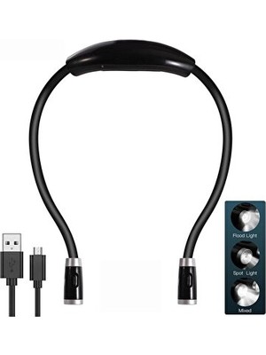 Normadia Vaelmont USB Şarjlı Boyun Askılı Kitap Okuma ve Tamir Işığı ile Pratiklik Masa ve Gece Lambası