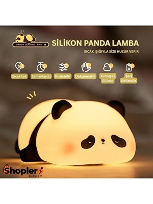 Orvessa Sevimli Silikon Panda Gece Lambası - Yumuşak Işık ve Dekoratif Tasarım Masa ve Gece Lambası