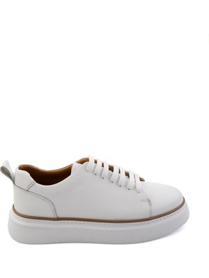 Bambi Beyaz Hakiki Deri Erkek Sneaker E01811300540