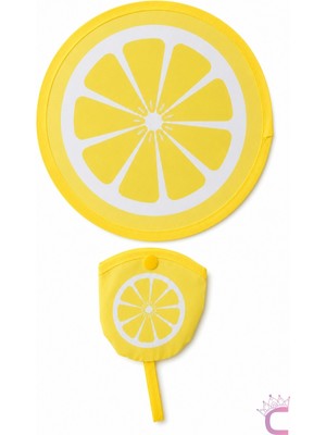 Cinderella Limon Desenli Katlanabilir Yuvarlak Yelpaze Çıtçıt Çantalı Taşınabilir Mini Kore El Yelpazesi 20CM