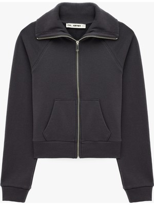 Koton Pamuklu Uzun Kollu Cep Detaylı Slim Fit Fermuarlı Sweatshirt