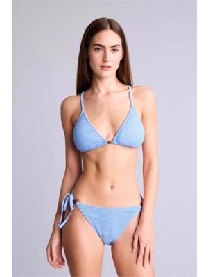 Defacto Regular Fit Kırışık Dokulu Mavi Kadın Bikini Altı E0208AX/BE552