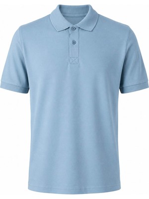 Trender Düz Pike Mavi Erkek Polo Yaka T-Shirt 2061